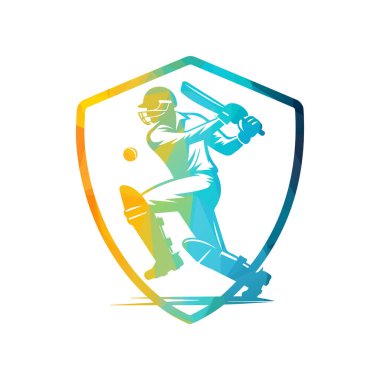 Kriket oyuncusu Logosu Tasarım Vektörü İllüstrasyonu