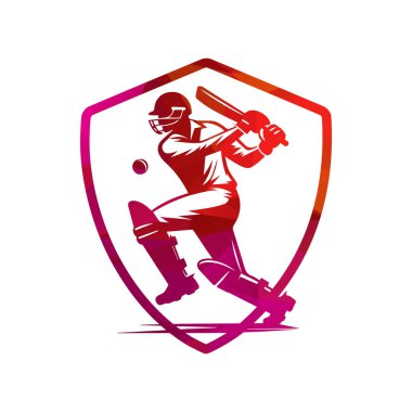 Kriket oyuncusu Logosu Tasarım Vektörü İllüstrasyonu