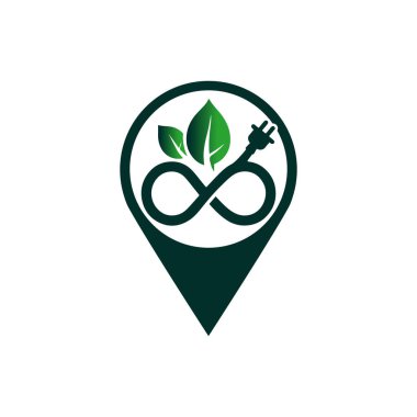 Yeşil Yapraklar ve Sonsuzluk Sembollü Çevre dostu Enerji Logosu