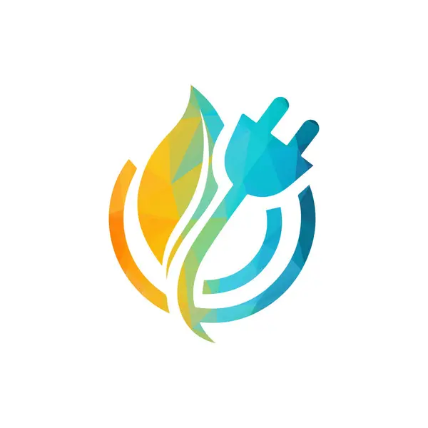 Yaprak ve Fiş Tasarımlı Renkli Çevre dostu Enerji Logosu