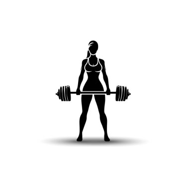 Güçlü insan ağırlığı kaldıran spor salonu logosu uygunluğu ve vücut geliştirme vektörü ilüstrasyonu