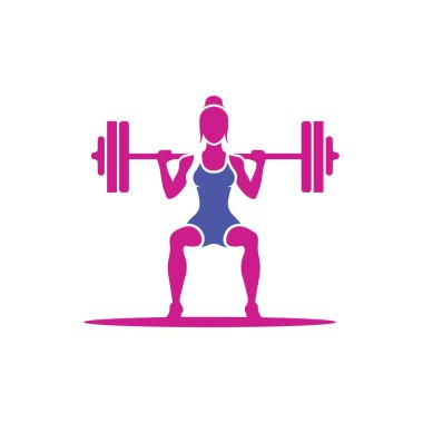 Güçlü insan ağırlığı kaldıran spor salonu logosu uygunluğu ve vücut geliştirme vektörü ilüstrasyonu