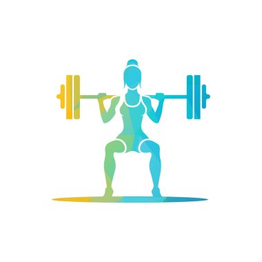 Güçlü insan ağırlığı kaldıran spor salonu logosu uygunluğu ve vücut geliştirme vektörü ilüstrasyonu