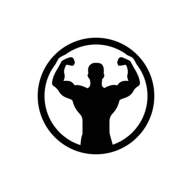 Güçlü İnsan Jimnastik Logosu Vektör İllüstrasyonu