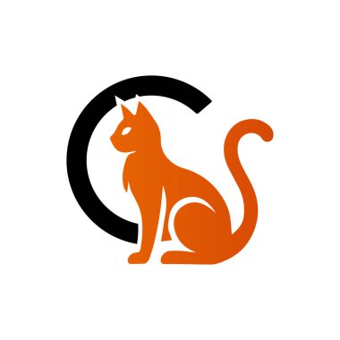 Minimalist Soyut Kedi Logosu Tasarım Vektörü İllüstrasyonu