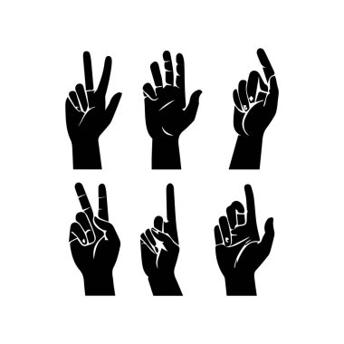 Siluet Eller Koleksiyonu Jest Vektörü Resimlerini Gösteriyor