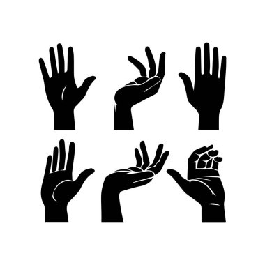 Siluet Eller Koleksiyonu Jest Vektörü Resimlerini Gösteriyor