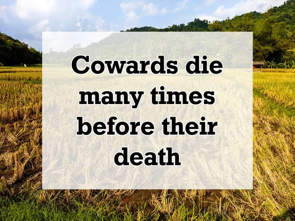 Anglické Přísloví Citace Textu Pozadím Zbabělci Umírají Mnohokrát Před Svou — Stock fotografie