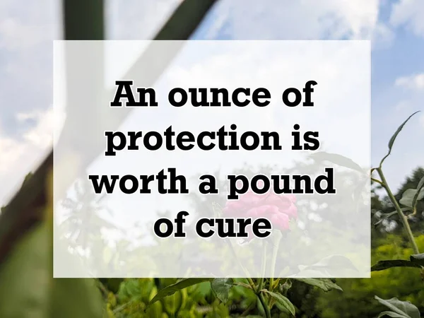 English Proverb Quote Text Background Ounce Protection Worth Pound Cure — Stock Photo, Image