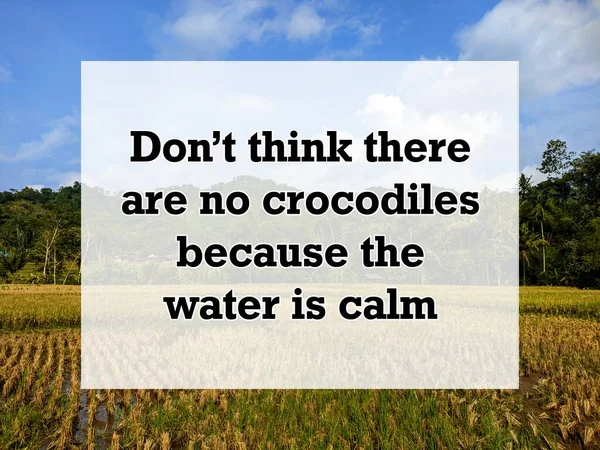 Цитата Английской Пословицы Фоном Думайте Крокодилов Потому Вода Спокойная — стоковое фото