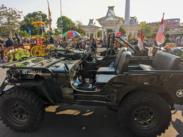 Coche Del Ejército Desfile Del Aniversario Surabaya Surabaya Indonesia Mayo — Foto de Stock