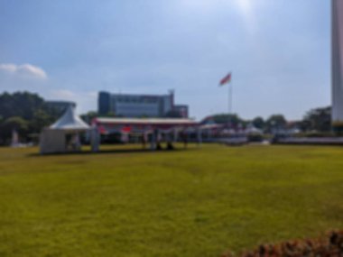 Endonezya 'daki yeşil alanın odaklanmış arka planı