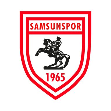Beyaz arka planı olan bir futbol kulübü logosu. Samsunspor