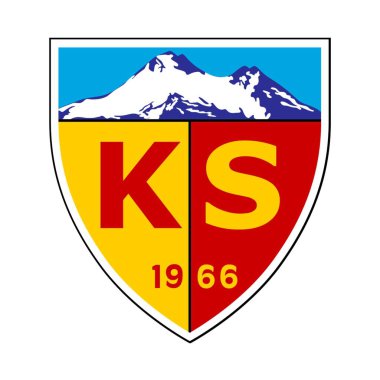 Beyaz arka planı olan bir futbol kulübü logosu. Kayserispor