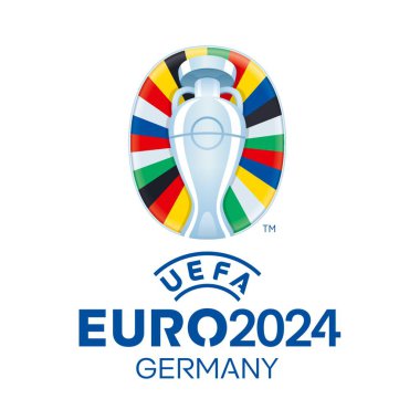 Uefa Euro 2024 futbol logosu. Surabaya, Endonezya - 7 Aralık 2023