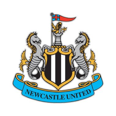 Newcastle birleşik logosu beyaz arka planda. Surabaya, Endonezya - 16 Aralık 2023