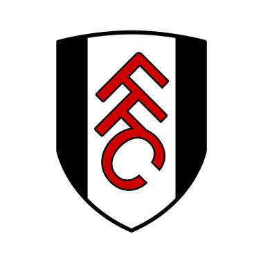 Beyaz arka planı olan Fulham logosu. Surabaya, Endonezya - 16 Aralık 2023