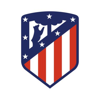 Beyaz arkaplanlı atletico Madrid logosu. Surabaya, Endonezya - 16 Aralık 2023