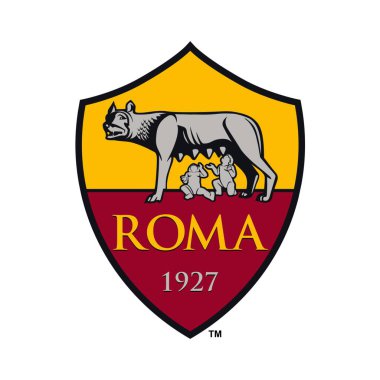 Beyaz arka planı olan Roma logosu gibi. Surabaya, Endonezya - 16 Aralık 2023
