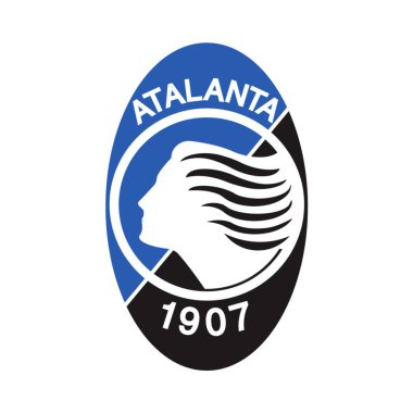 Beyaz arkaplanlı atalanta logosu. Surabaya, Endonezya - 16 Aralık 2023