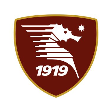 Beyaz arkaplanlı salernitana logosu. Surabaya, Endonezya - 16 Aralık 2023