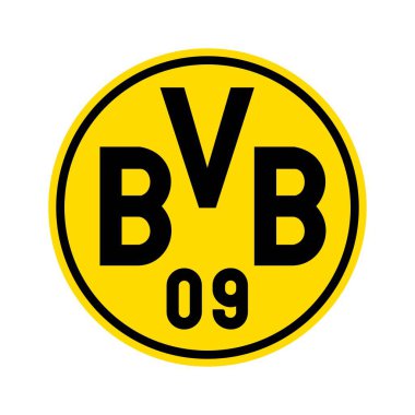 Beyaz arka planlı Dortmund logosu. Surabaya, Endonezya - 16 Aralık 2023
