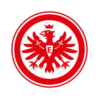 Beyaz arka planı olan frankfurt logosu. Surabaya, Endonezya - 16 Aralık 2023