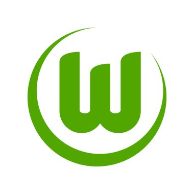 Wolfsburg logosu beyaz arkaplanlı. Surabaya, Endonezya - 16 Aralık 2023