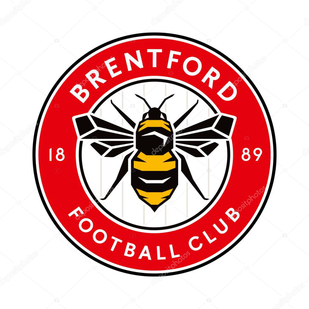 Brentford logo with white background. surabaya, indonesia - 16 december 2023