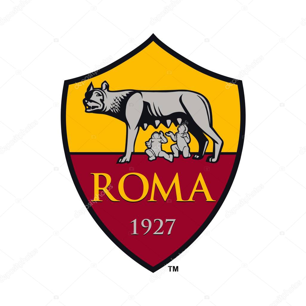 As roma logo with white background. surabaya, indonesia - 16 december 2023