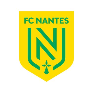Beyaz arka planlı FC Nantes logosu. Surabaya, Endonezya - 16 Aralık 2023