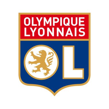 Beyaz arkaplanlı Olimpik Lyonnais logosu. Surabaya, Endonezya - 16 Aralık 2023