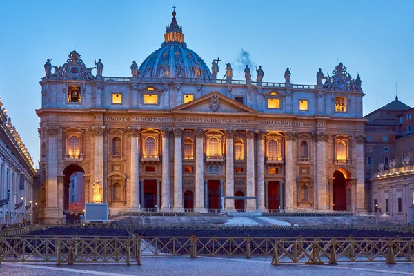 Peter Basilica Peter Square Vatican Sunrise Evening Sunset Cloudless Evening — Stock Photo, Image