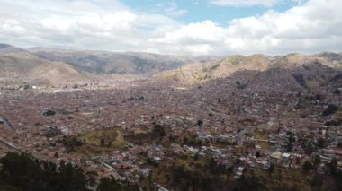 İnka İmparatorluğu 'nun antik başkenti Cuzco' nun kuş bakışı görüntüsü. Peru