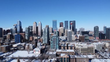 Kanada, Calgary 'de kışın çok güzel yüksek binalar.
