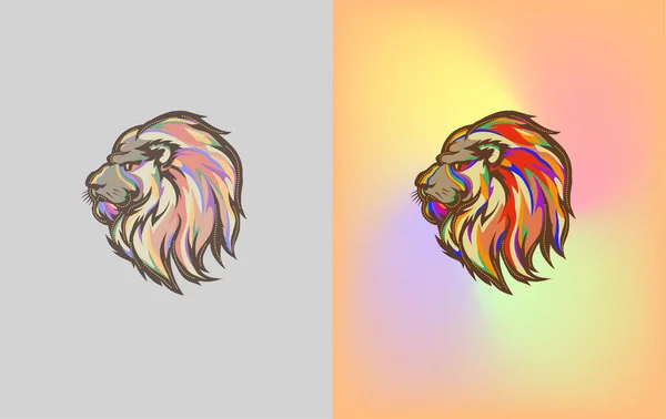Векторная Иллюстрация Логотипа Льва Красочное Львиное Лицо — стоковый вектор