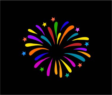 havai fişek vektörü çizimi siyah arkaplanda izole edildi