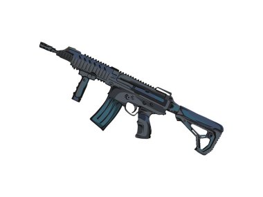 beyaz üzerine izole edilmiş saldırı tüfeği taşıyıcı el