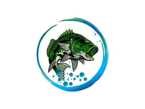 Σχεδιασμός Λογότυπου Αλιείας Jumping Μπάσο — Διανυσματικό Αρχείο