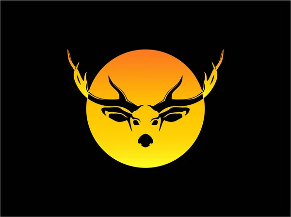 Jelenie Róg Księżyc Logo Wektor Ilustracja — Wektor stockowy