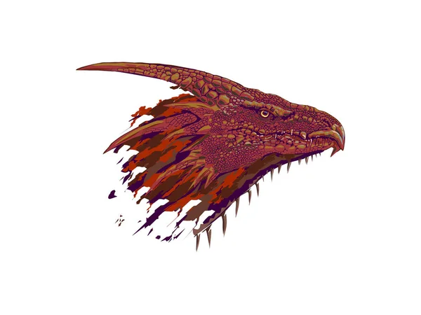 Tête Dragon Illustration Isolée Sur Blanc — Image vectorielle