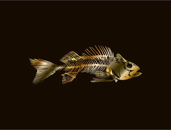 Рыбная Кость Золотых Цветах Полезно Оформления Логотипа — стоковый вектор