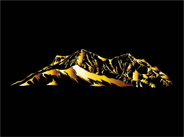 Χρυσό Βουνό Μαύρο Φόντο Χρυσό Νησί — Διανυσματικό Αρχείο