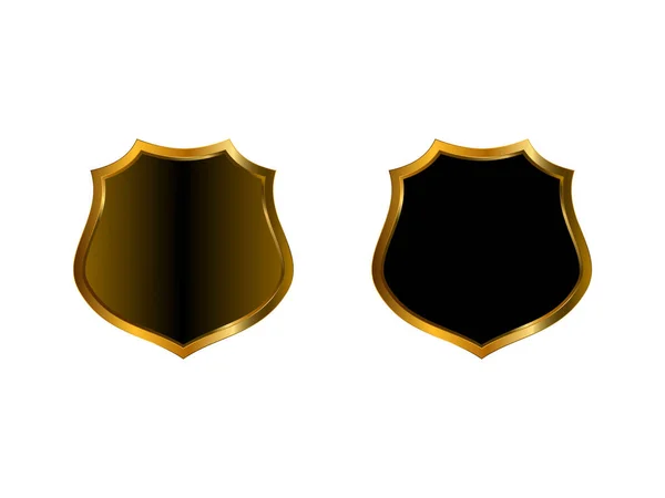 Shield Logo Συλλογές Χρυσά Χρώματα Ιδανικό Για Την Άμυνα Και — Διανυσματικό Αρχείο