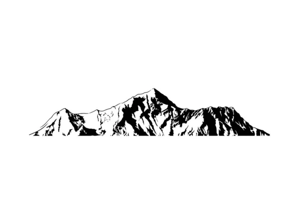 山地矢量图解 景观成熟轮廓元素户外图标雪顶与装饰 — 图库矢量图片