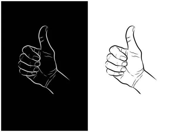 Daumen Hoch Hand Vektor Illustration Hand Gezeichnet — Stockvektor