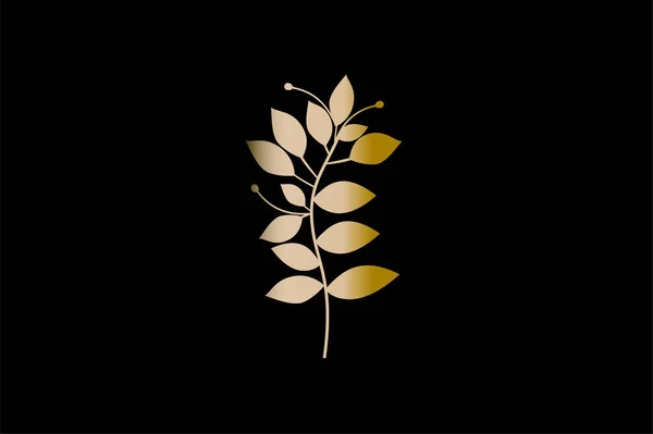Logo Foglie Oro Disegno Vettoriale Illustrazione — Vettoriale Stock