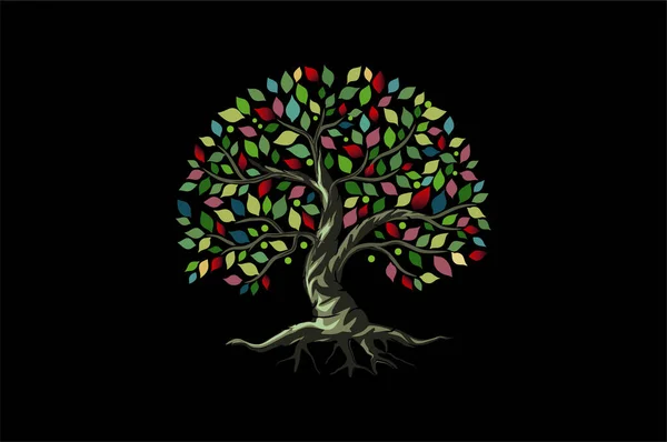 Frunze Curcubeu Copac Ilustrație Vectorială — Vector de stoc