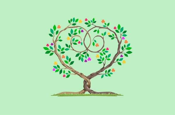 Romantyczne Drzewo Ilustracja Wektora — Wektor stockowy