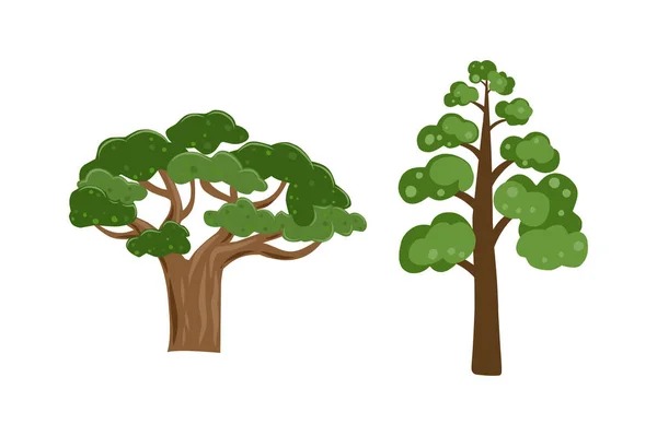 木のセットベクトル図 — ストックベクタ